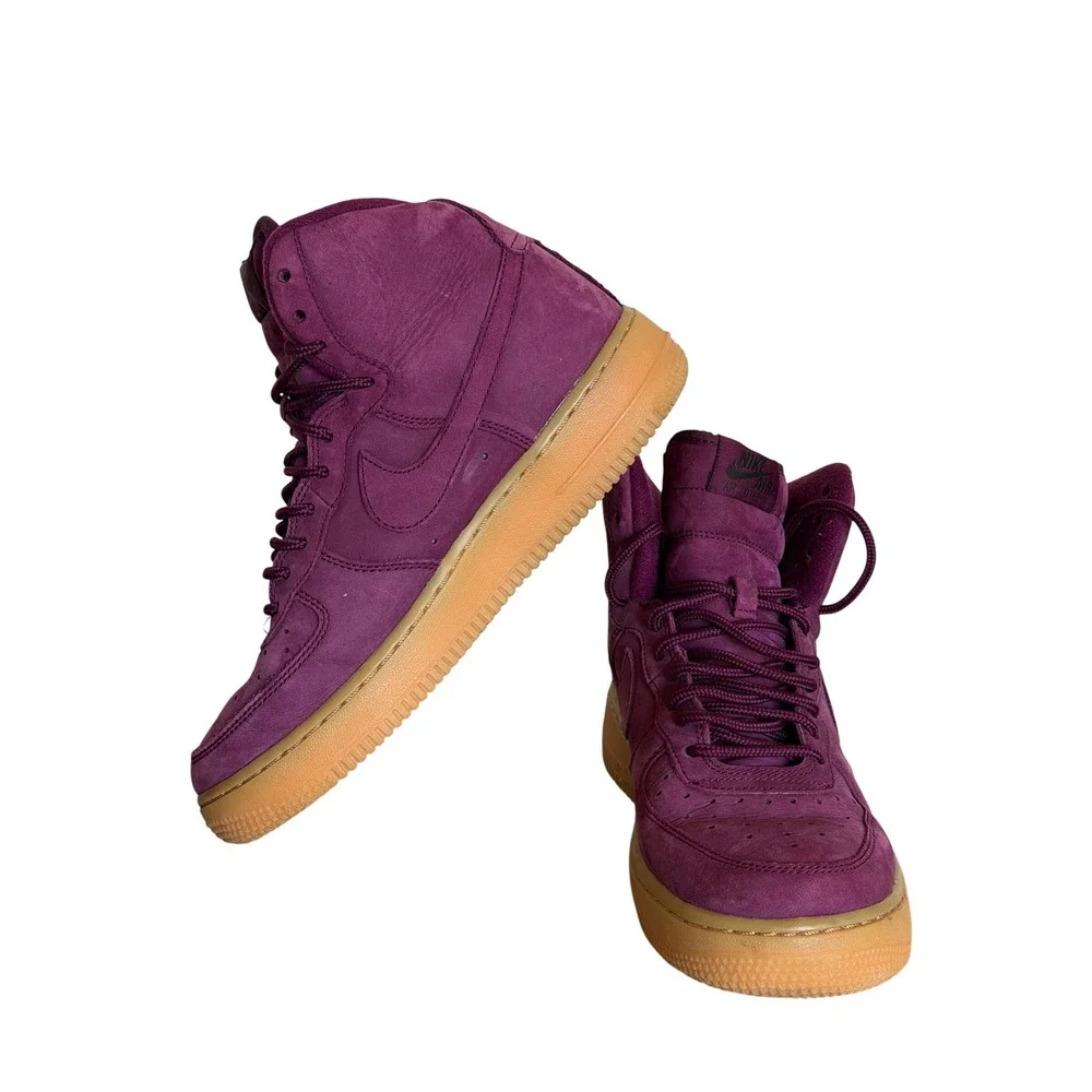 Nike Air Force 1 High WB Bordeaux Shoes 922066-600 6.5Y Suede Purple Gum Sole